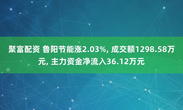聚富配资 鲁阳节能涨2.03%, 成交额1298.58万元, 主力资金净流入36.12万元